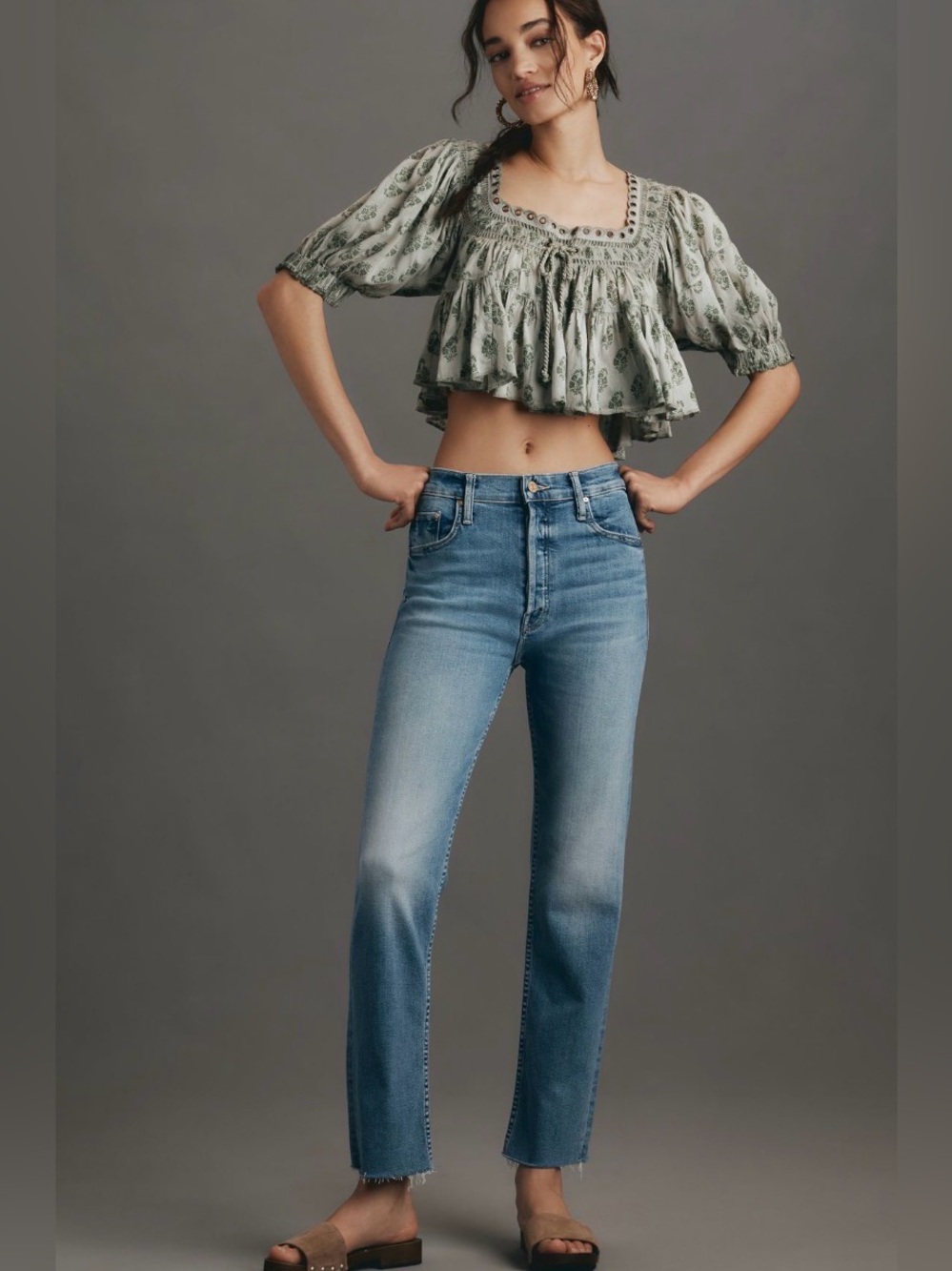 NEW MOTHER the tomcat flood jeans in tasty waves Sz 27